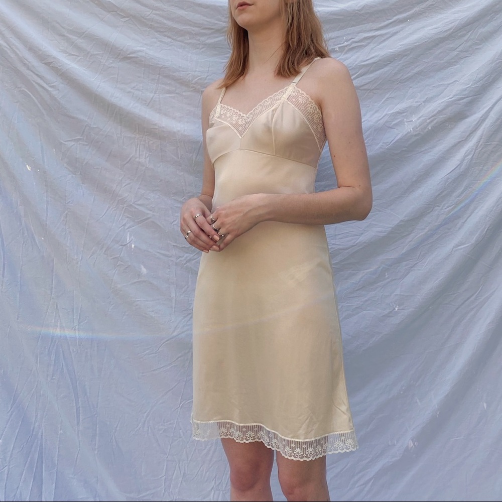 SOLD Vintage Buttermilk Slip Dress w Lace Trim